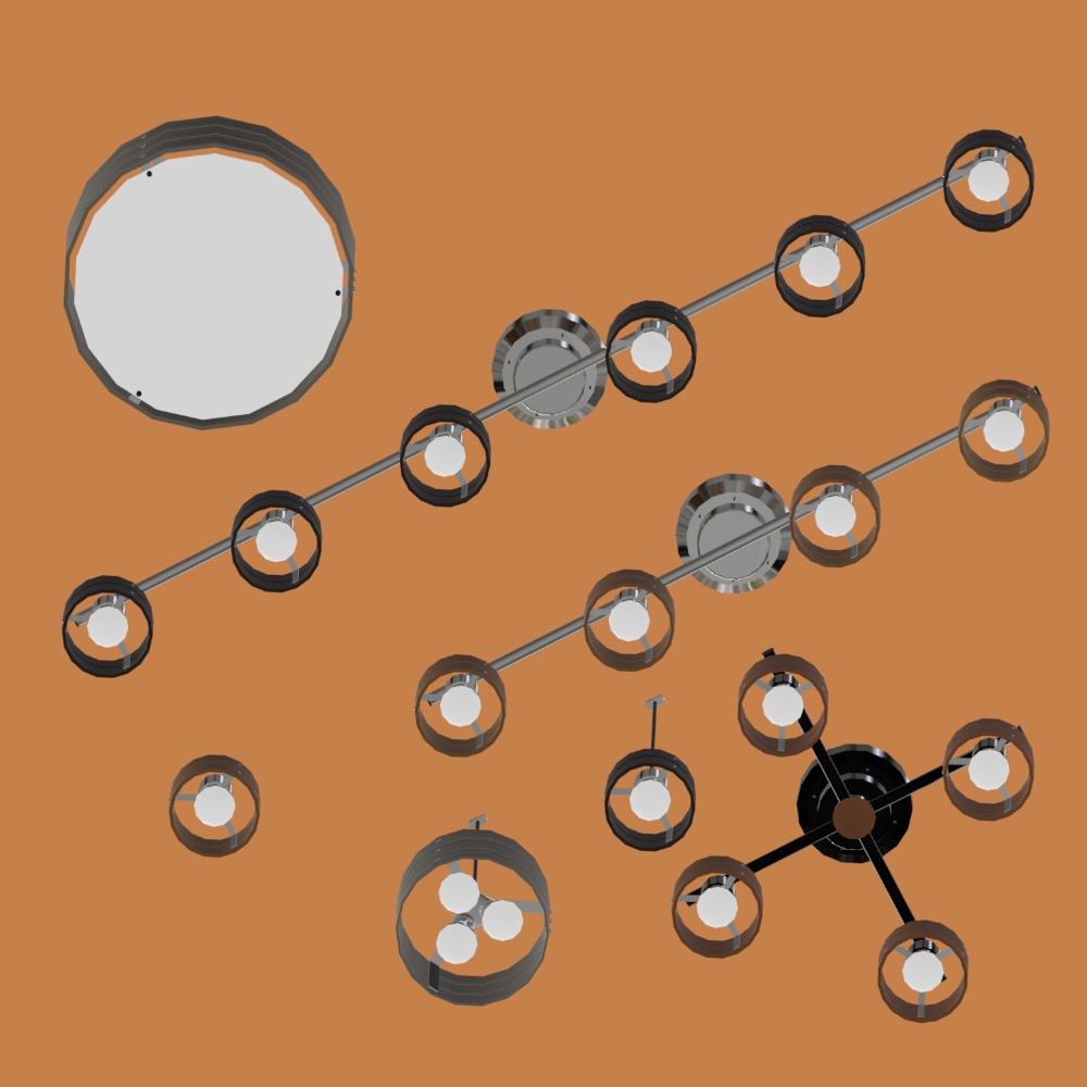 【3DCG】おしゃれっぽい天井照明 7種類セット / stylish ceiling lighting