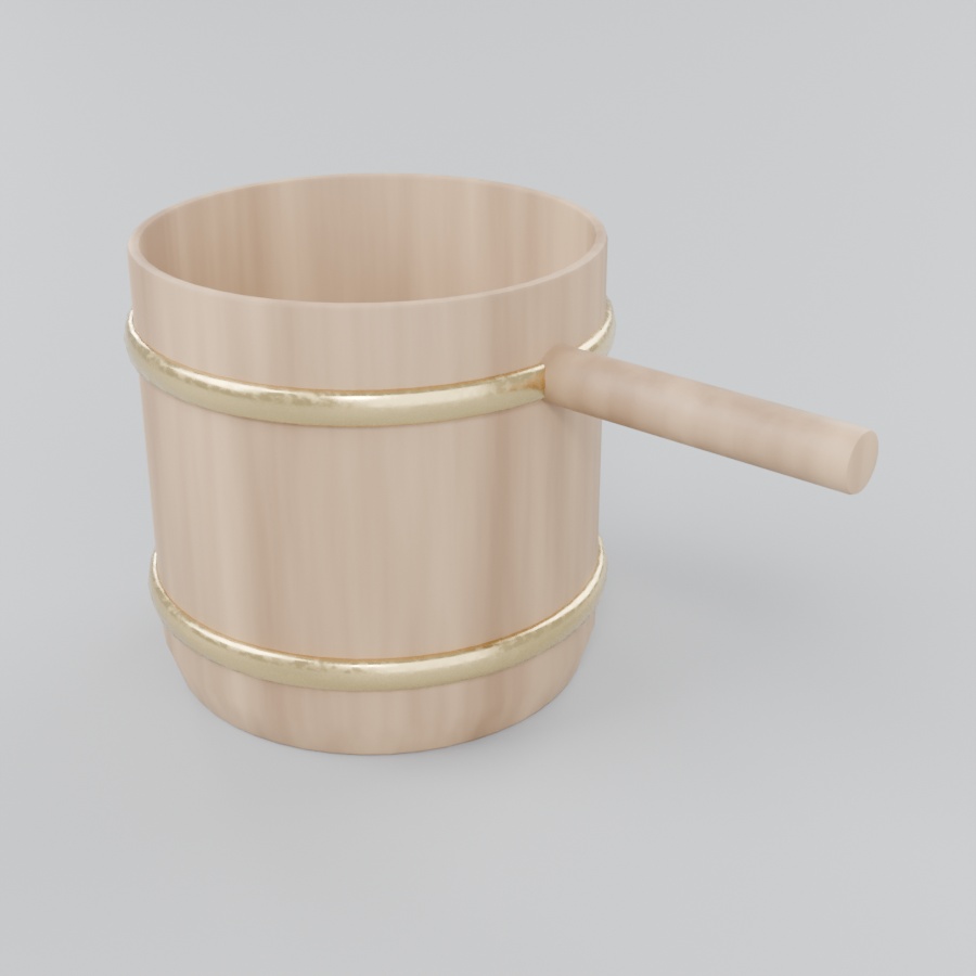 銭湯の小物 3Dモデル6点セット|湯桶・風呂椅子・手桶・カラン(Blender / FBX / glTF)