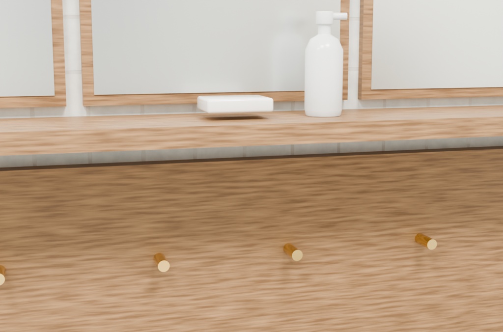 銭湯の小物 3Dモデル6点セット|湯桶・風呂椅子・手桶・カラン(Blender / FBX / glTF)