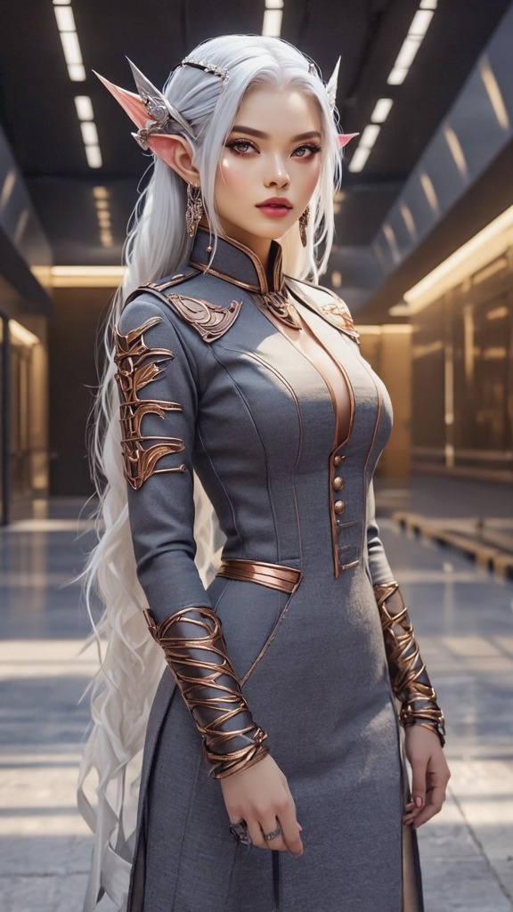 エルフ美女/リアル/横顔/軍服/