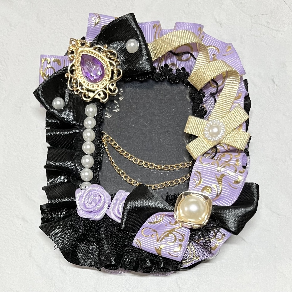 トレカケースデコB8 & 痛ロゼット57mm 薄紫×黒