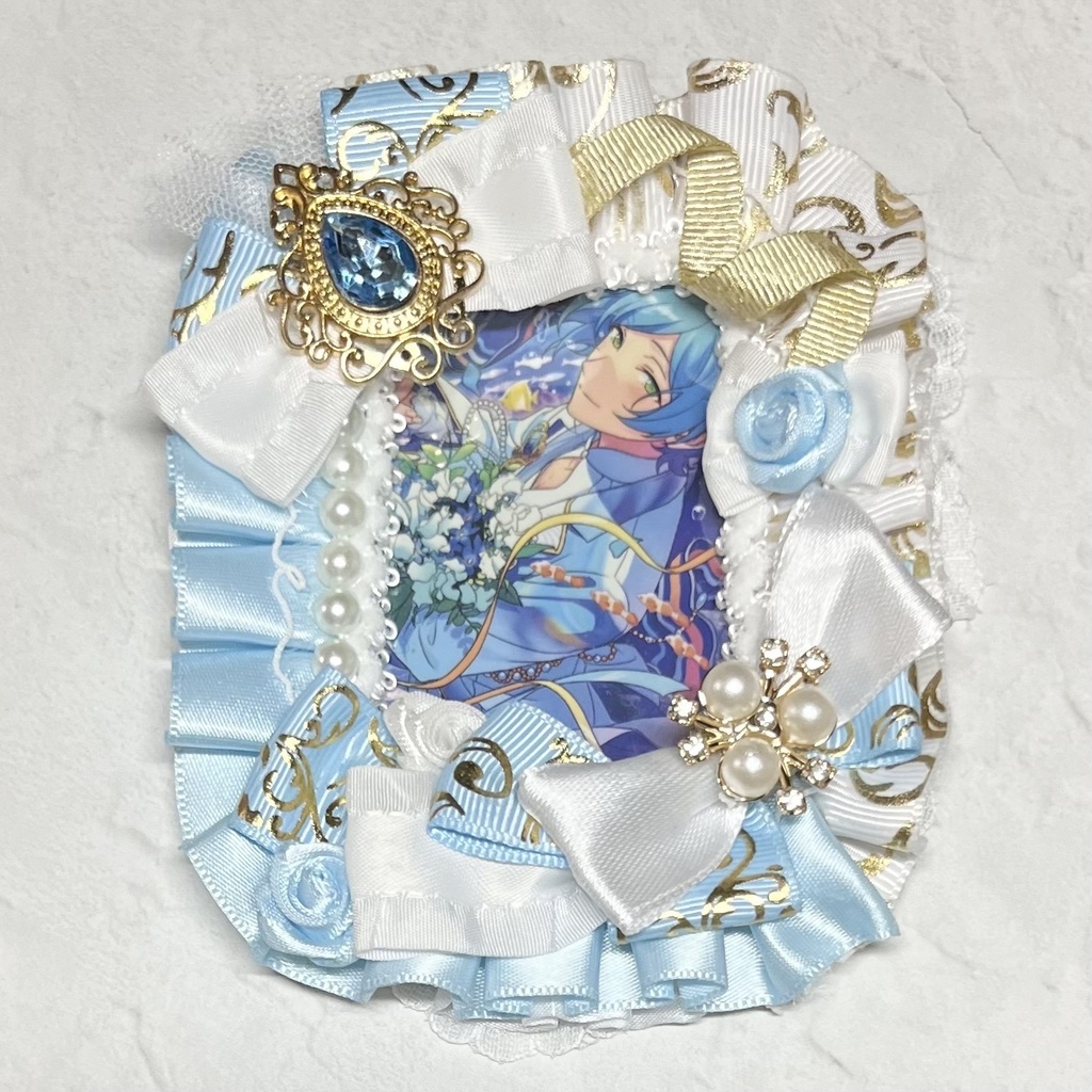 トレカケースデコ B8 水色×白