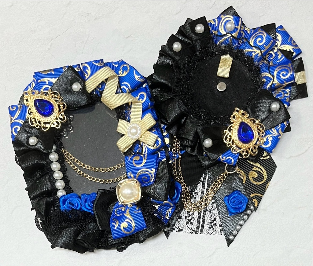 トレカケースデコB8 & 痛ロゼット57mm 青×黒