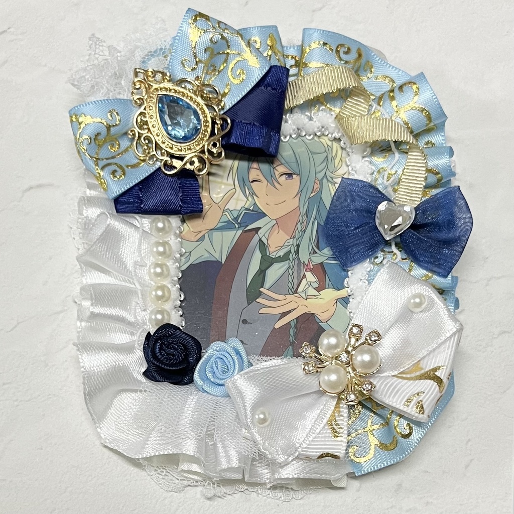 トレカケースデコ B8 水色×白×紺色