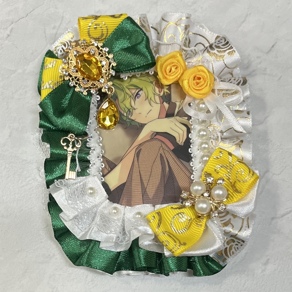 トレカケースデコ B8 緑×白×黄色