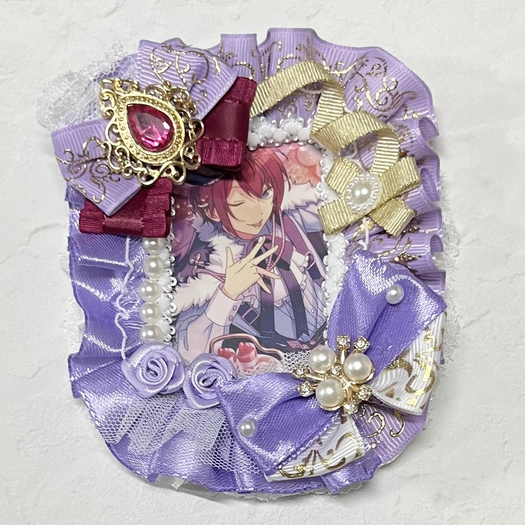 トレカケースデコ B8 薄紫×白×赤紫