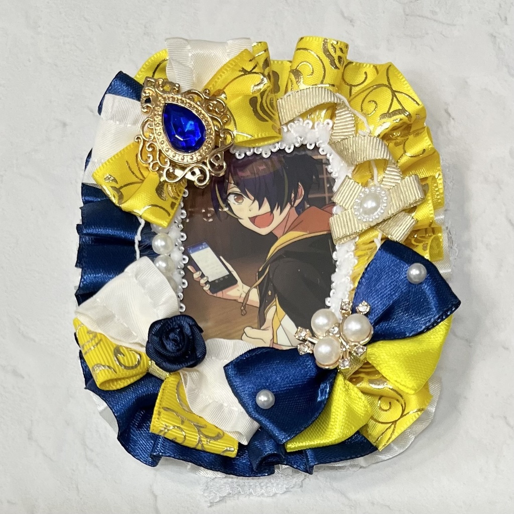 トレカケースデコ B8 黄色×紺色×白