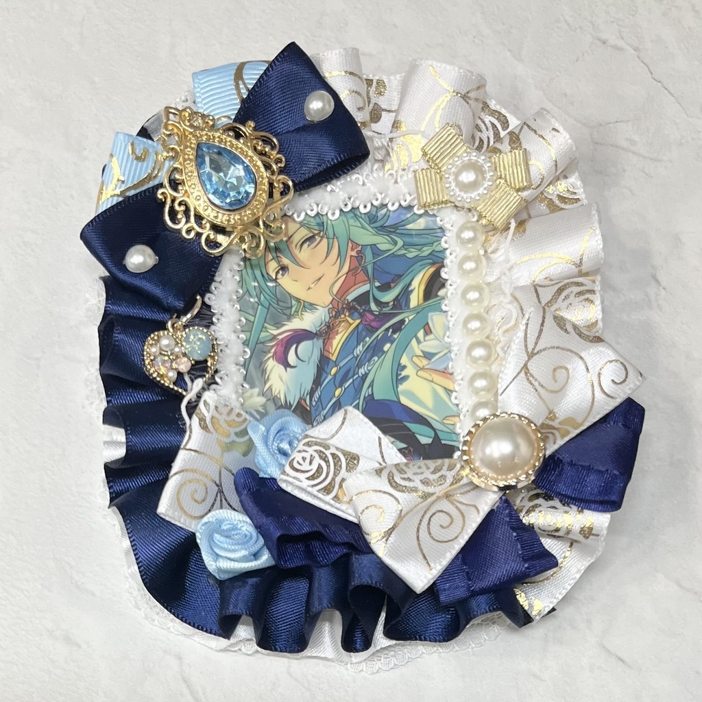 トレカケースデコ 白×紺×水色