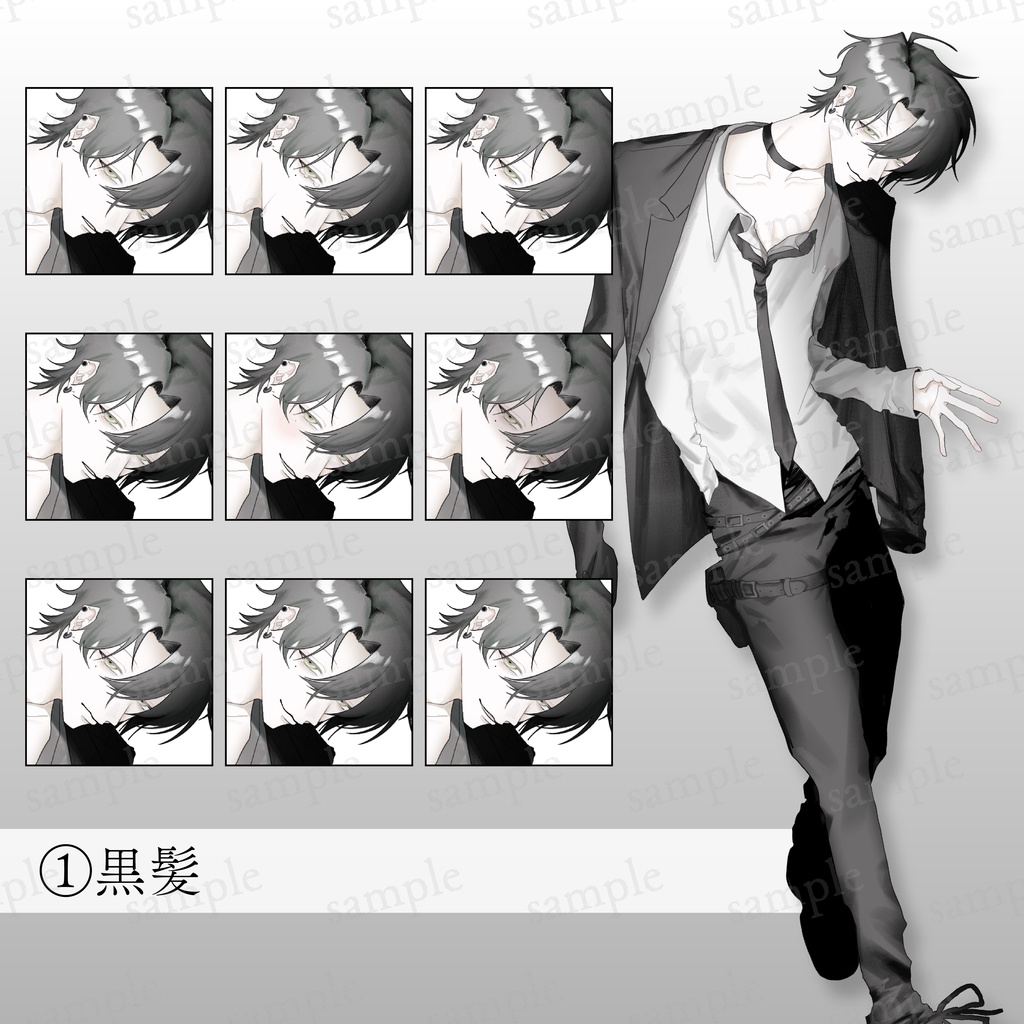 怪しいスーツお兄さん全身立ち絵【差分9種】