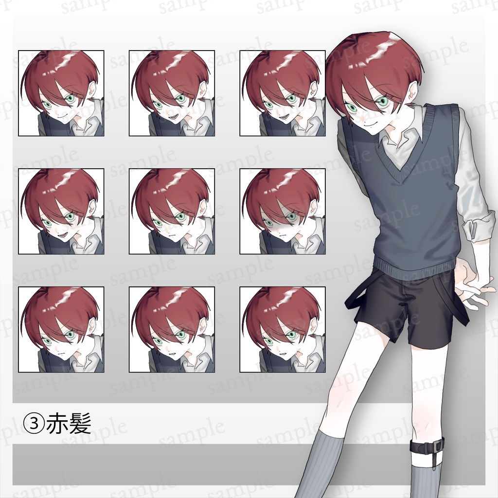 短パン少年全身立ち絵【差分9種】