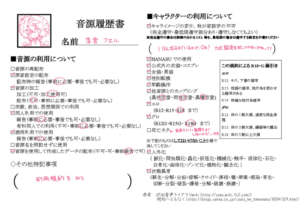 【UTAU音源】李音フヱル単独音+cvvc