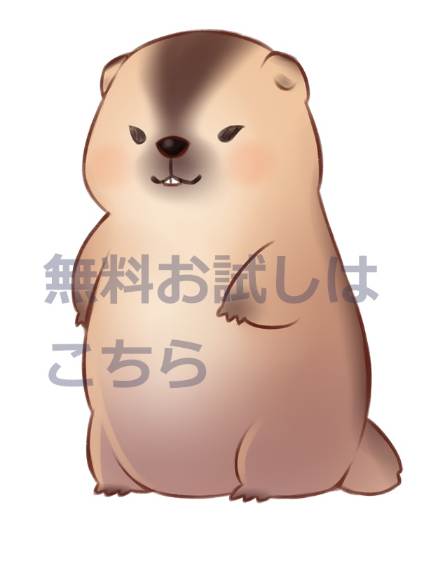 マーモットの立ち絵【表情全9種+石の台座】