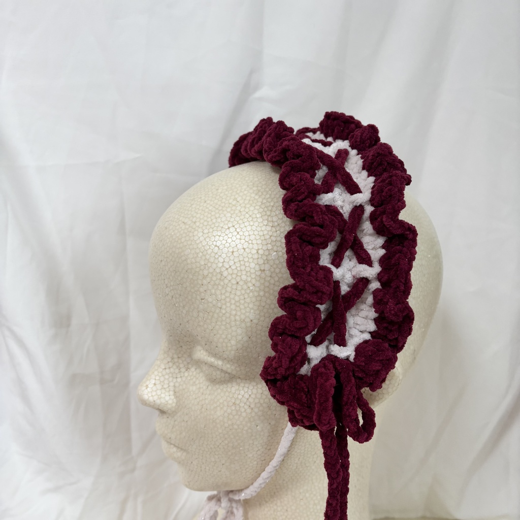 ゆめのなか ‪‪❤︎‬ 編み上げリボンのボルドーヘッドドレス