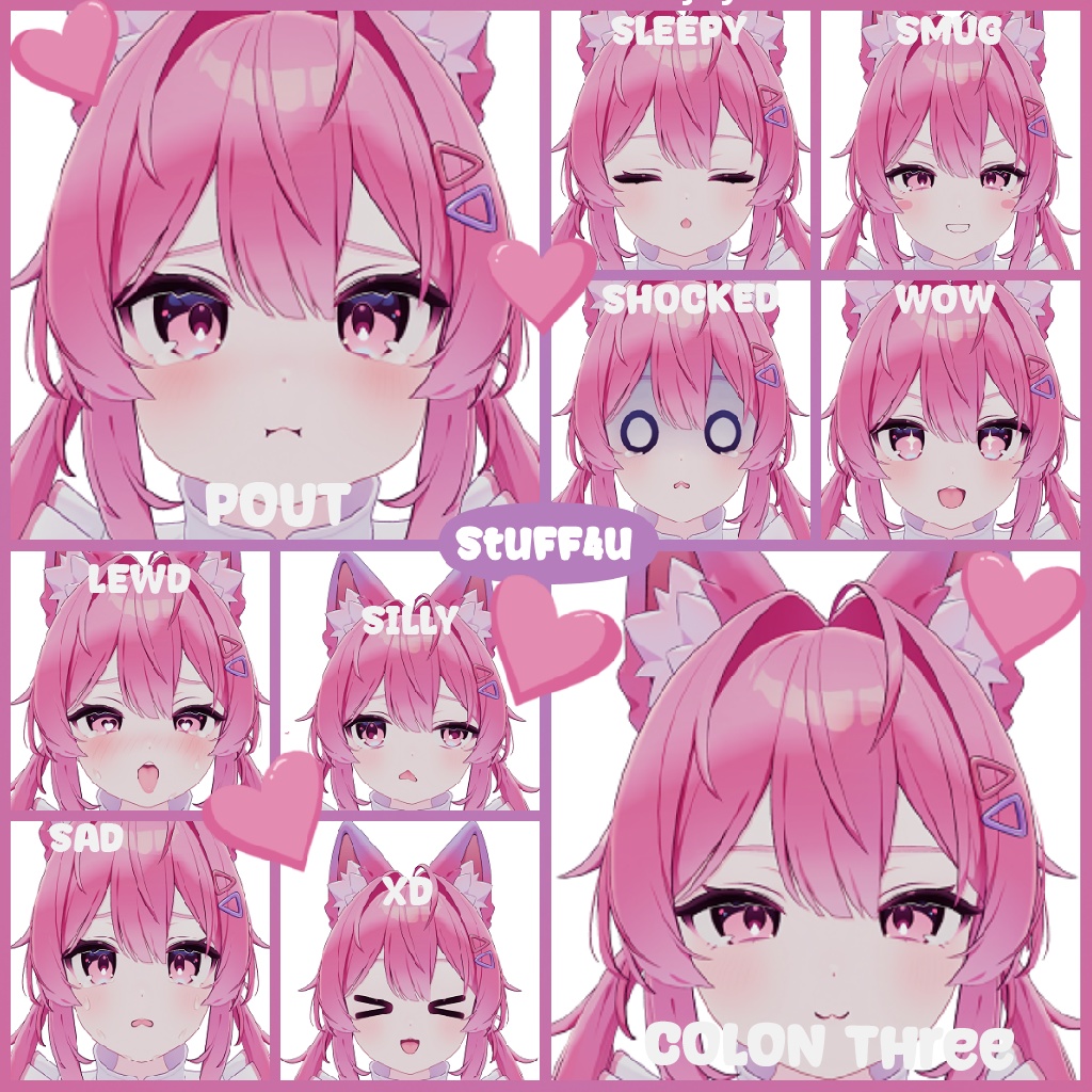 🔥[FREE 2/10まで]🔥 プラム -Plum-💜 [表情15種セット]  💜 [ModularAvatar] [Facial Animation]💜 💜