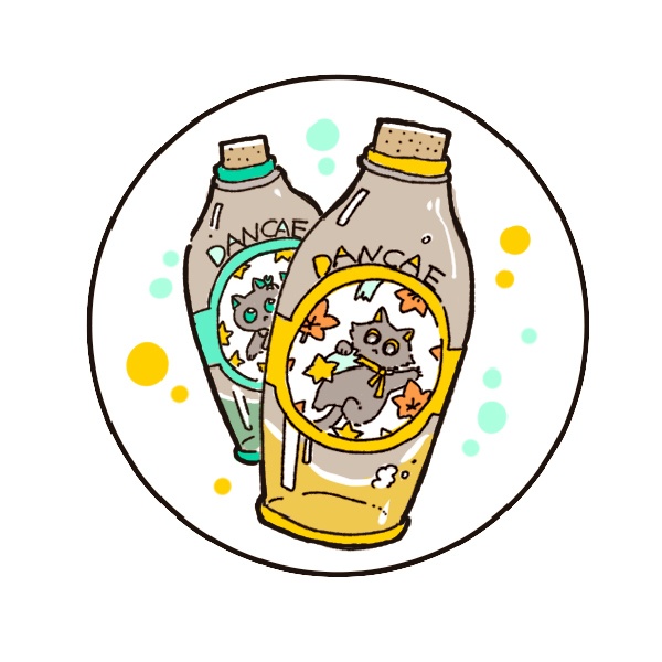 缶バッジ（丹穹猫ボトル）