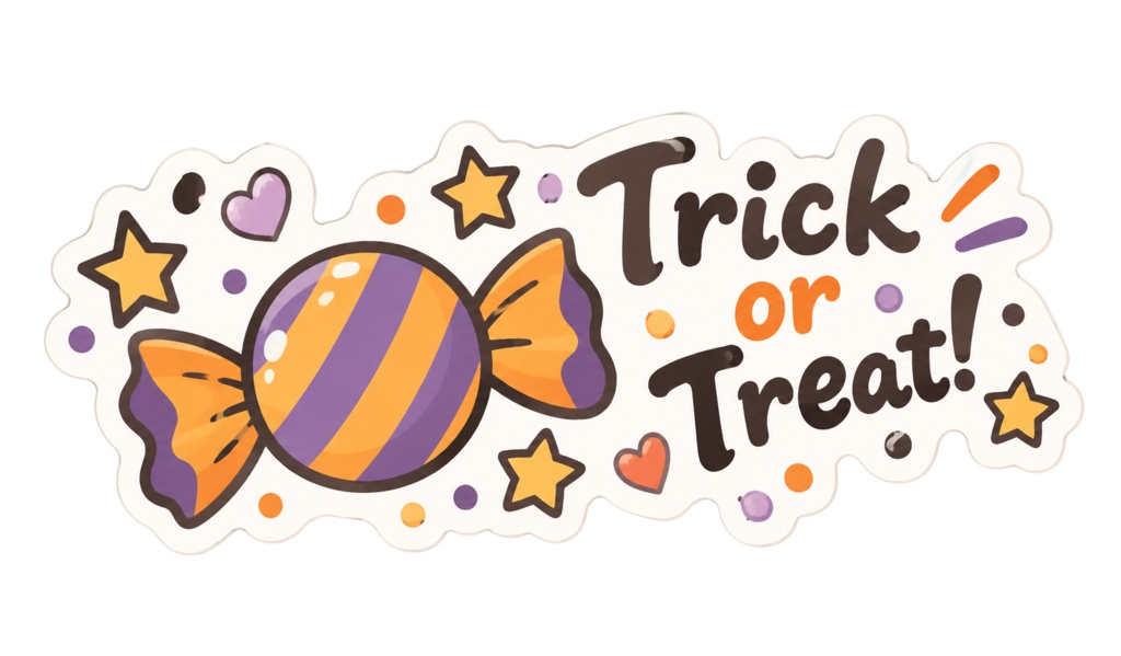 ハロウィンギフトステッカー「HAPPY HALLOWEEN&Trick or Treat!」