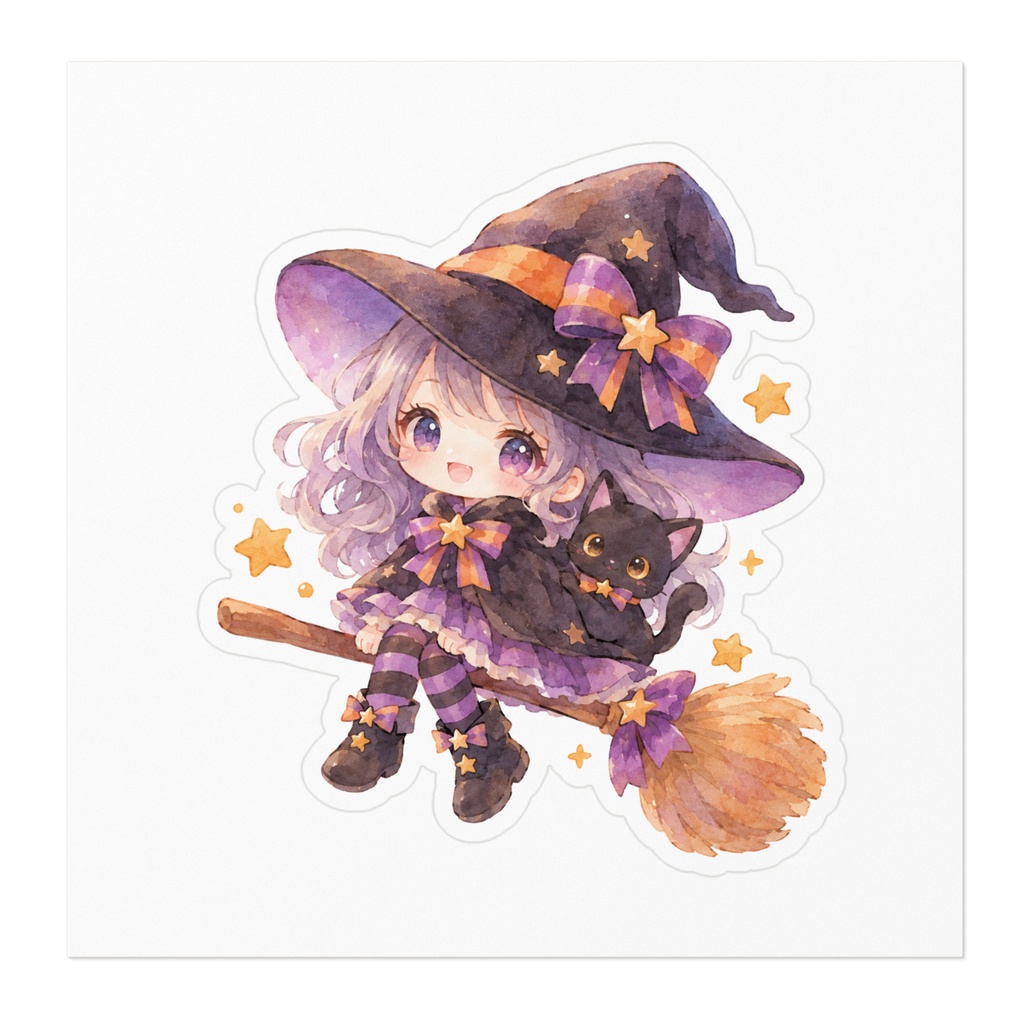 水彩風 可愛いHalloweenステッカー
