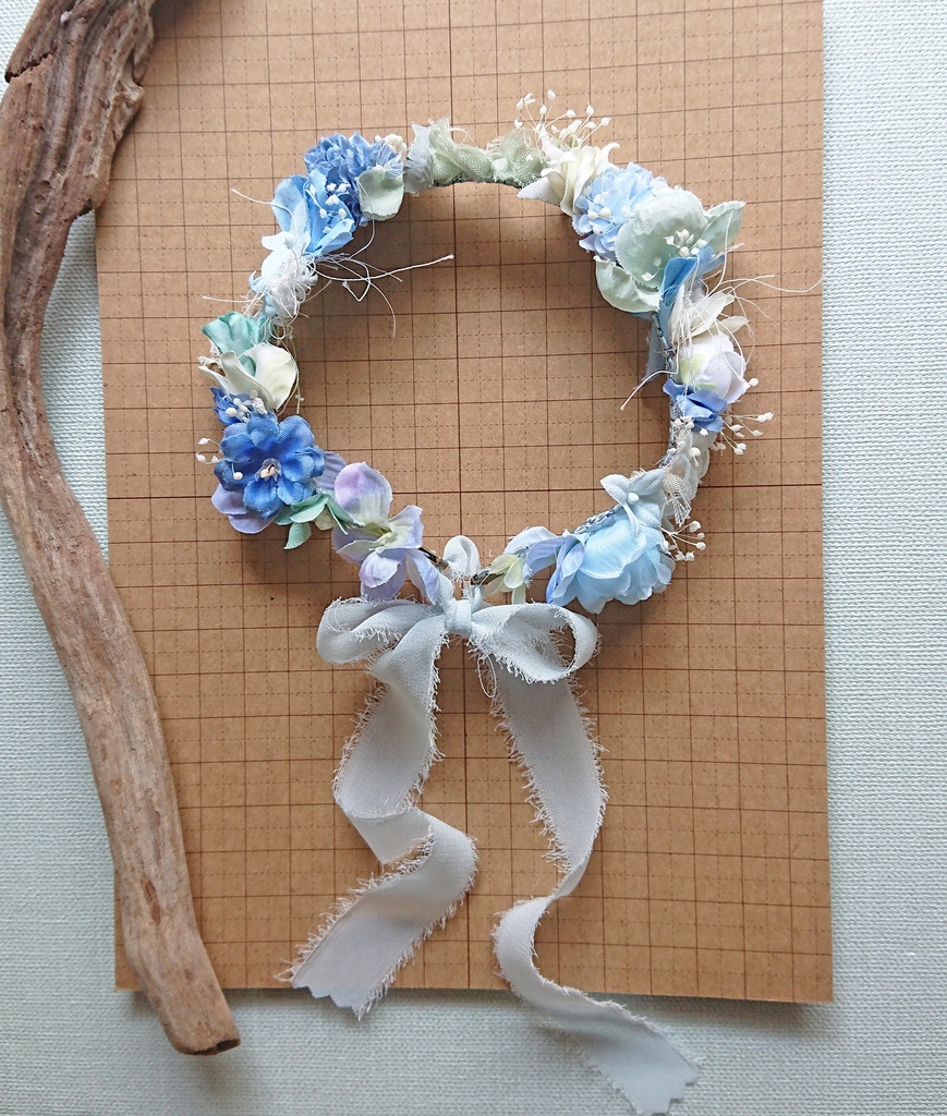 【ドールサイズ】花冠「海辺硝子」青