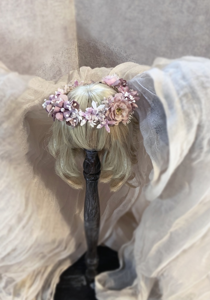 【ドール】小さな花冠とヘッドドレスのセット