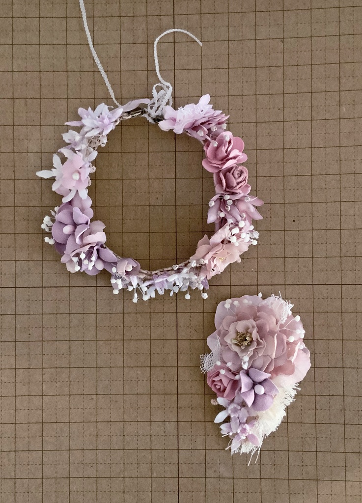 【ドール】小さな花冠とヘッドドレスのセット