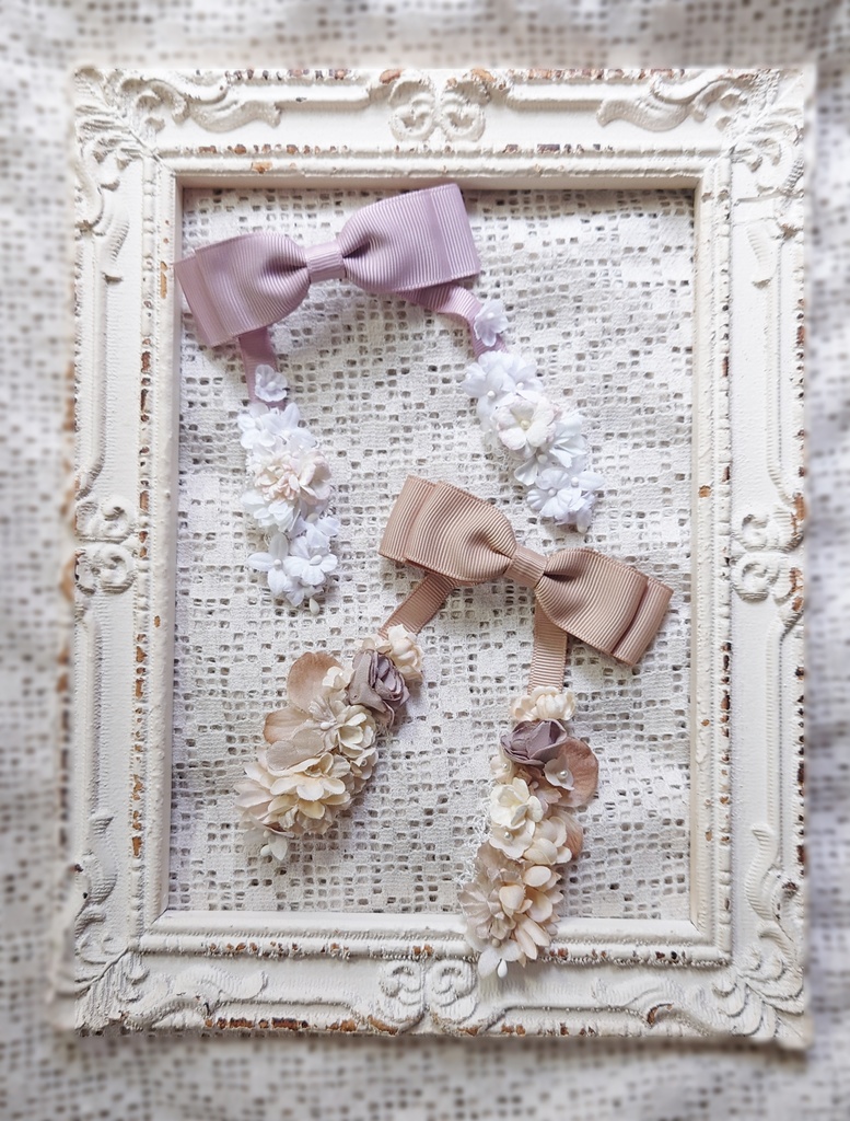 【ドールサイズ】ピンクのロップイヤーリボンとスープルのセット