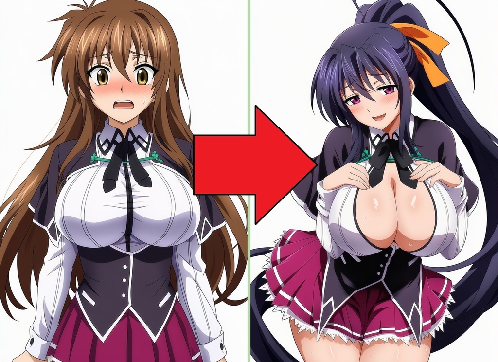 【無料配布】変身アニメ:兵藤一誠→姫島朱乃(高画質MP4+使用イラスト12枚)