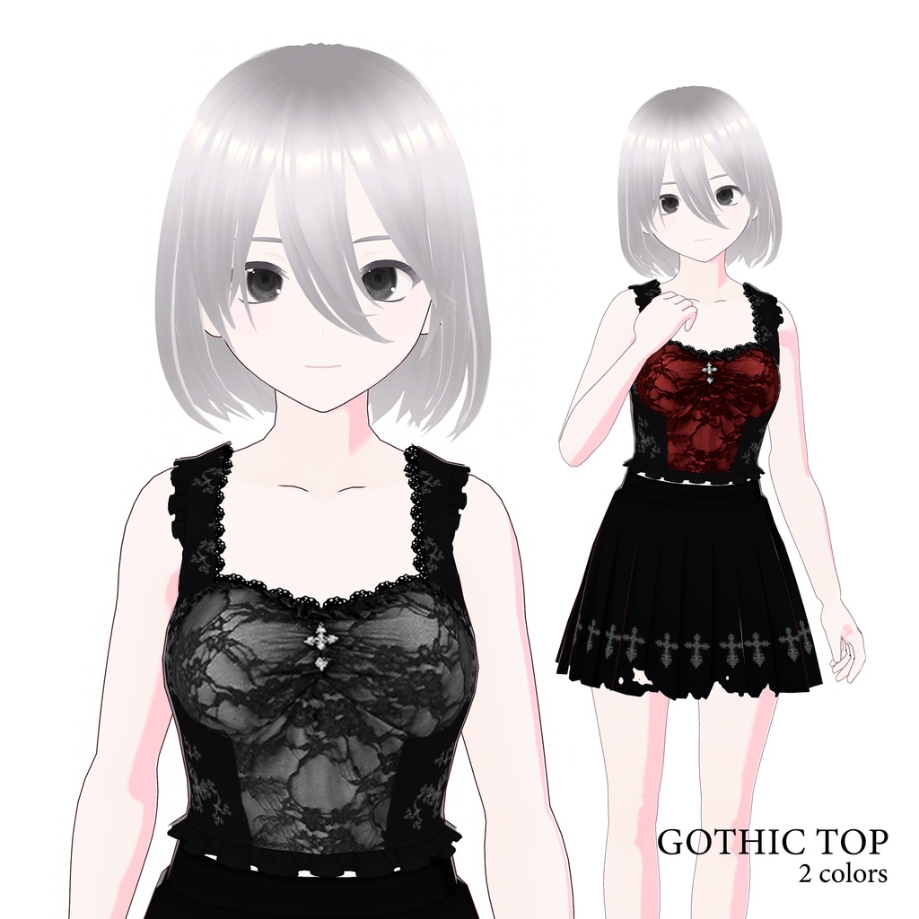 【VRoid用】gothic lace top (2 colors)