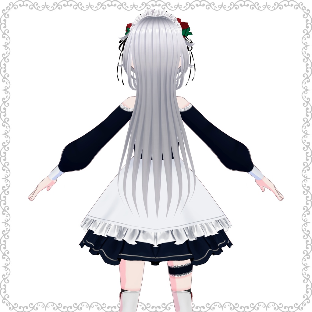 【VRoidモデル】メイドちゃん (Rose lolita maid)