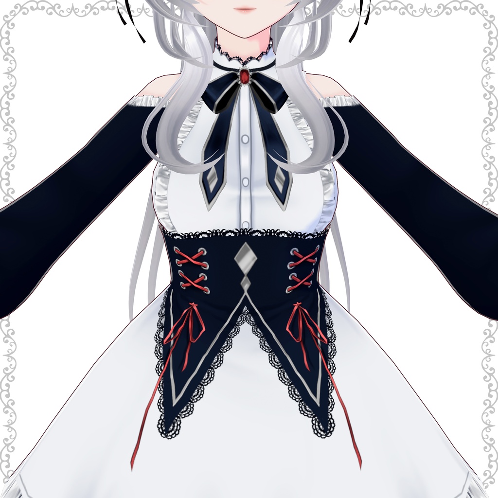 【VRoidモデル】メイドちゃん (Rose lolita maid)