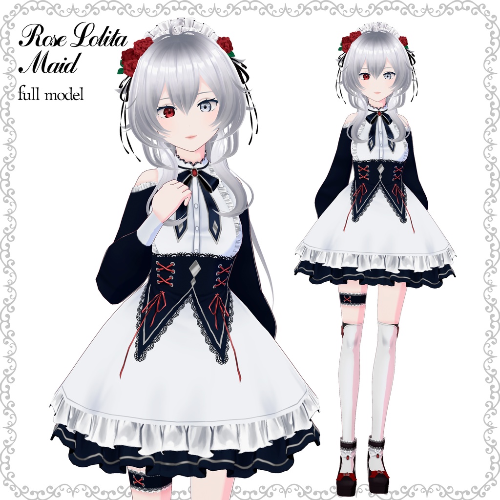 【VRoidモデル】メイドちゃん (Rose lolita maid)