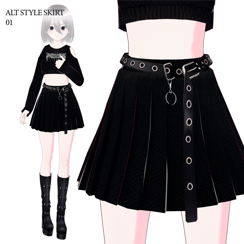 【VRoid用】ゴシック服 (alt skirt with belt)