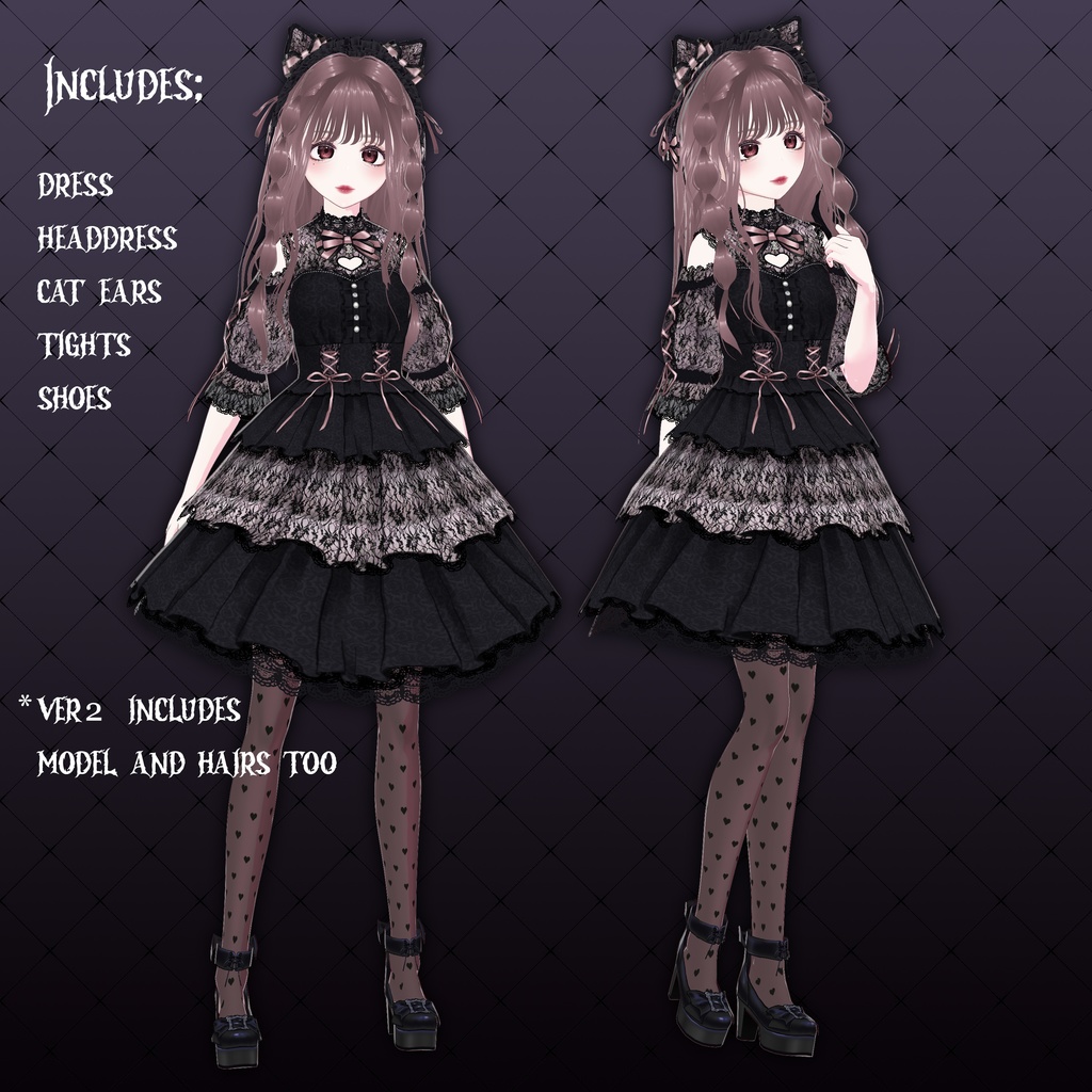 【VRoid衣装】ロリータ(Sweet Heart Kitty lolita suit)