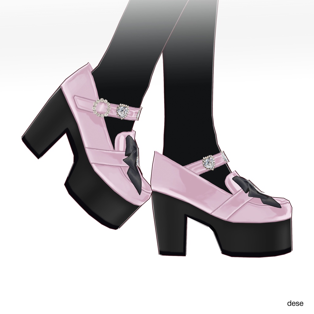 【VRoid靴】 bijou ribbon loafer/jirai kei