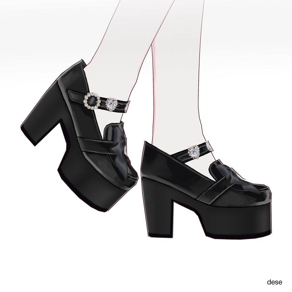 【VRoid靴】 bijou ribbon loafer/jirai kei