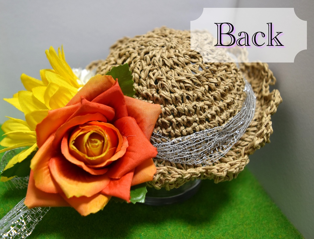 ぬいぐるみ用 麦わら帽子(大)【F:イエロー/オレンジ系・向日葵】