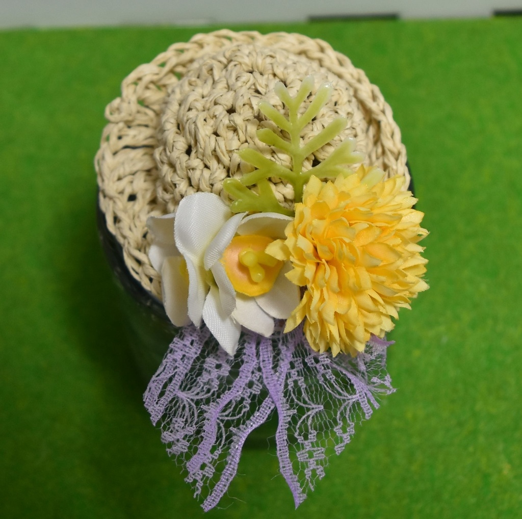 ぬいぐるみ用 麦わら帽子(小)【C:水仙・菊】
