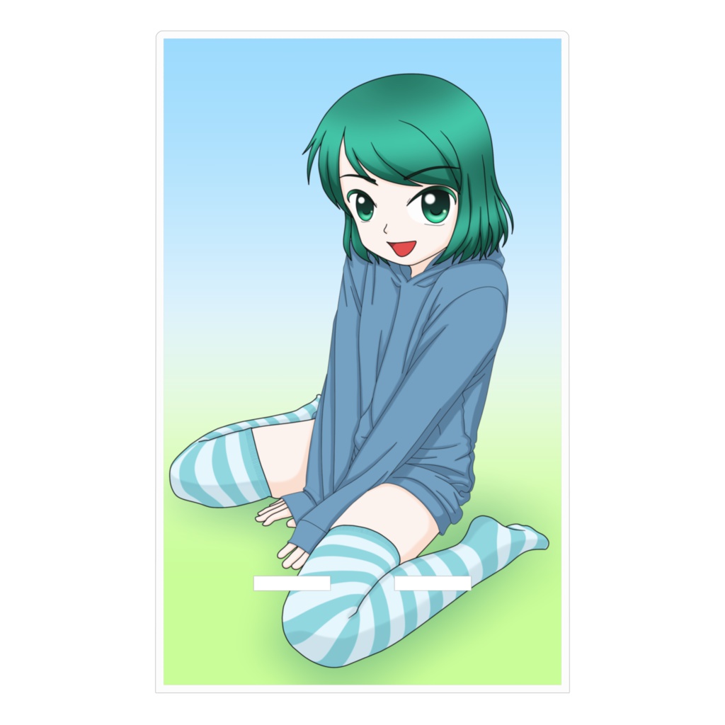 ロングパーカー&ニーソ少女 アクリルスマホスタンド