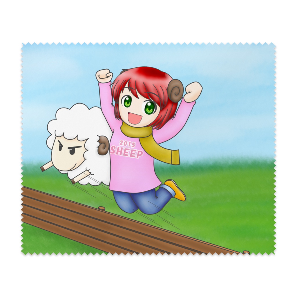 ひつじと女の子　マイクロファイバーメガネ拭き