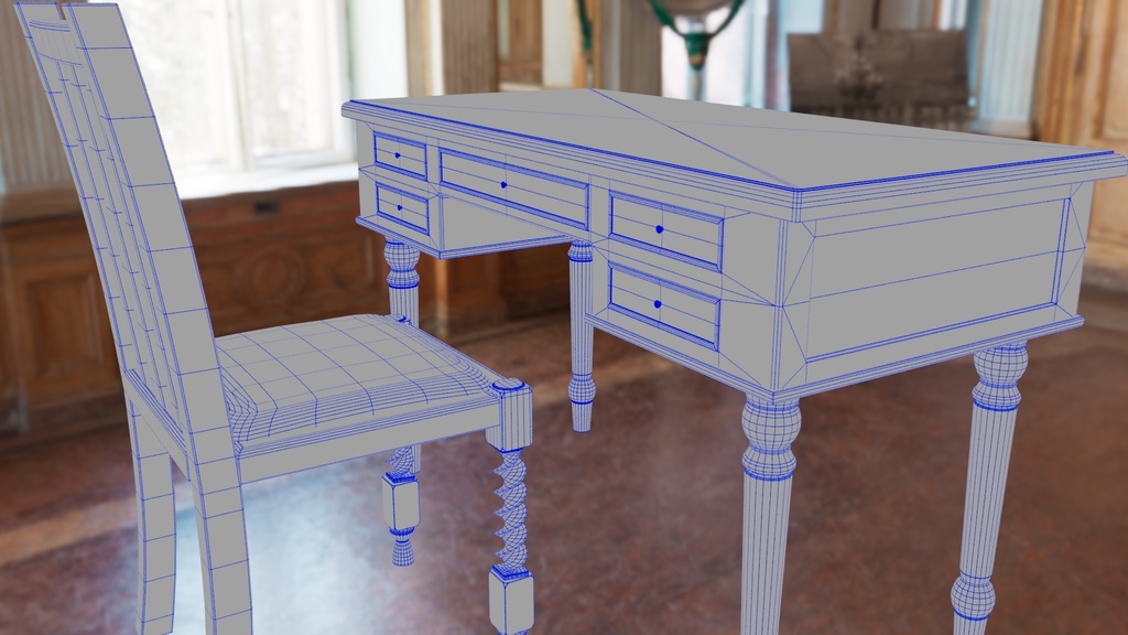 【無料】机と椅子の3Dモデル(FBX/OBJ/テクスチャ付き)