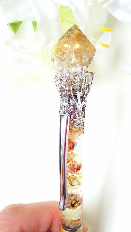 陰陽統合オルゴナイトの魔法の杖ペン【ゴールド】