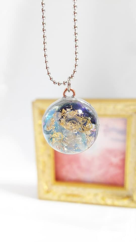 夜空と青空の統合勾玉オルゴナイトペンダント