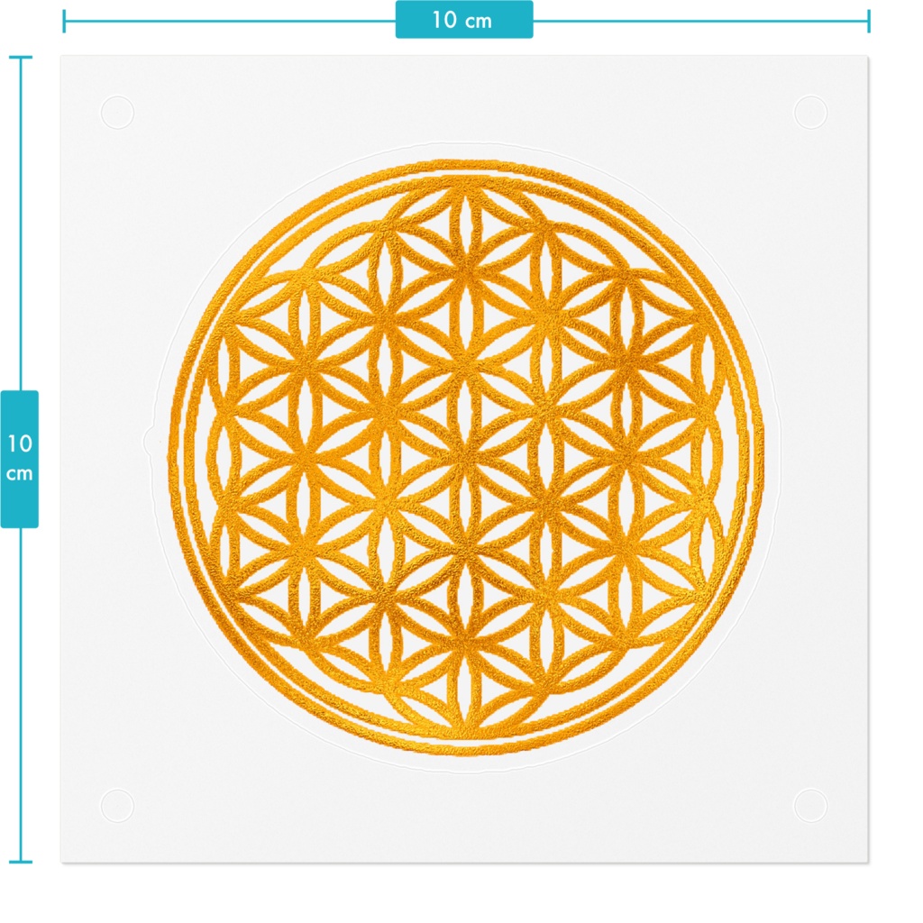 神聖幾何学ステッカー フラワーオブライフ ゴールド 100 x 100 (mm)、160 x 160 (mm)