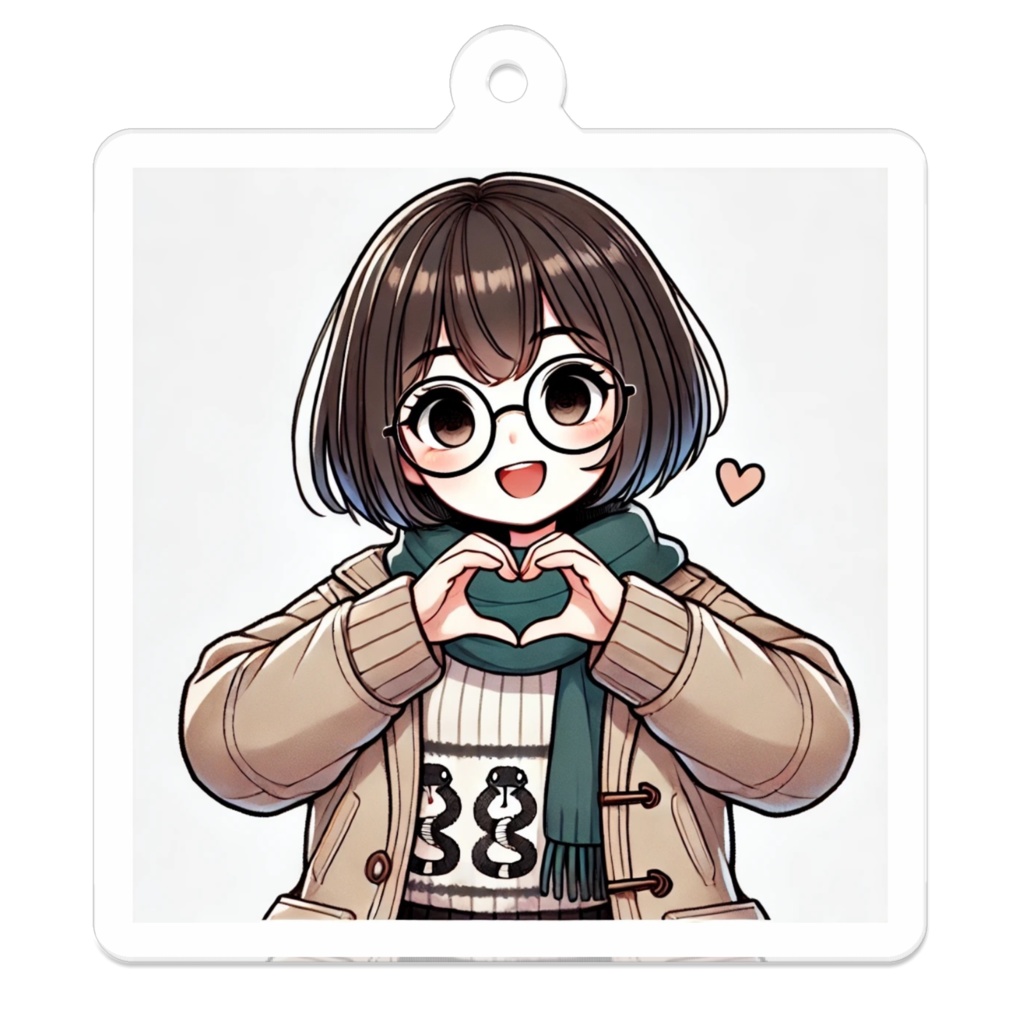 アクリルキーホルダー　手でハート