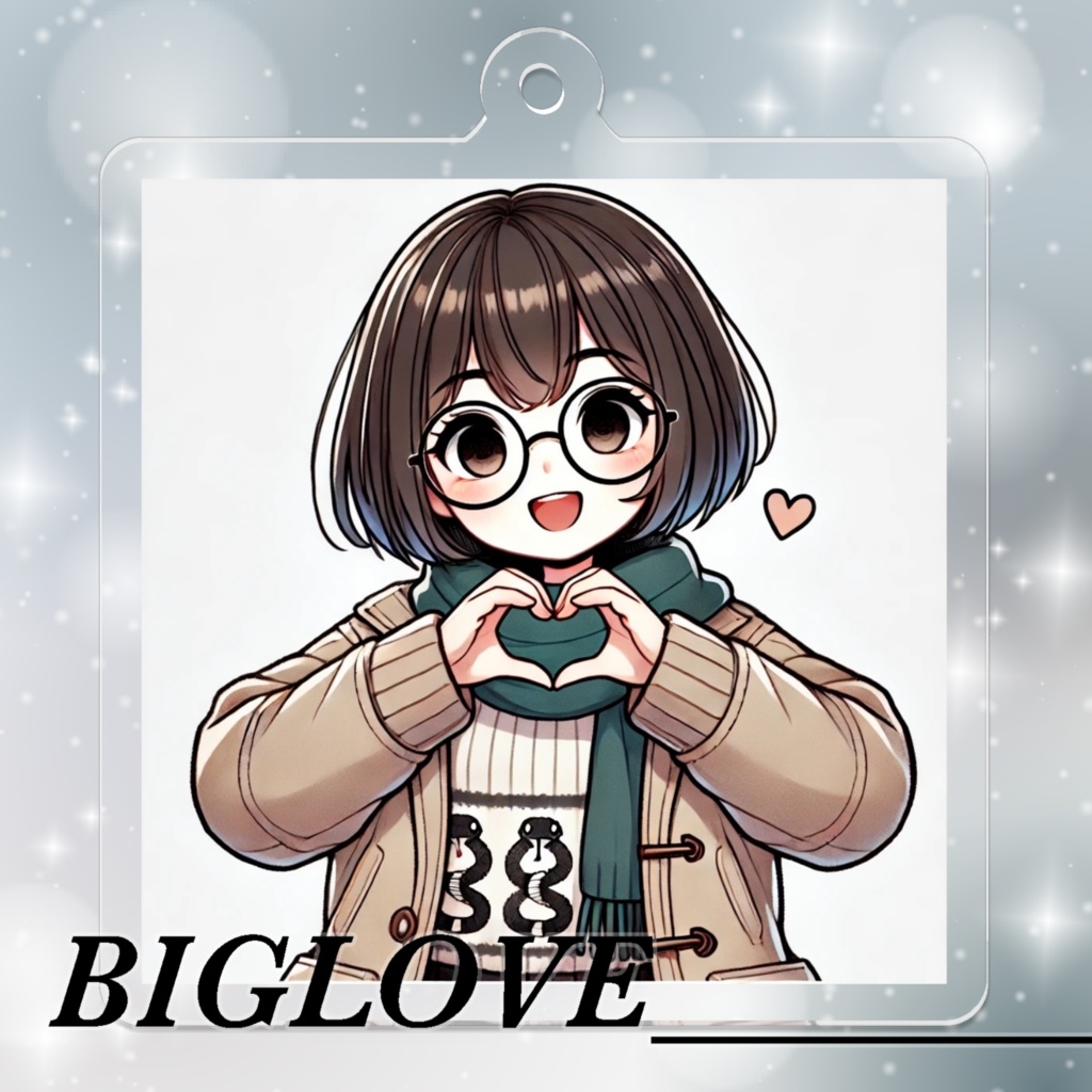 アクリルキーホルダー 手でハート