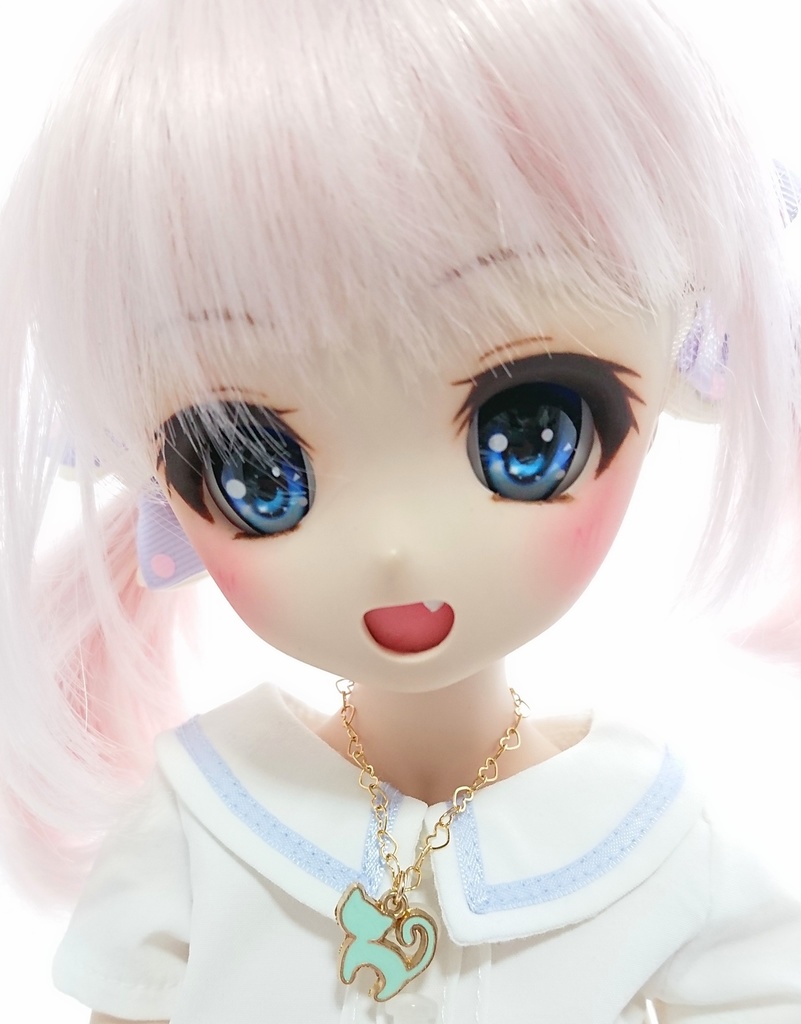 にゃんこハートネックレス★いちごみるく　ピンク　ねこ　MDD・MSD・DD・SD・スマド