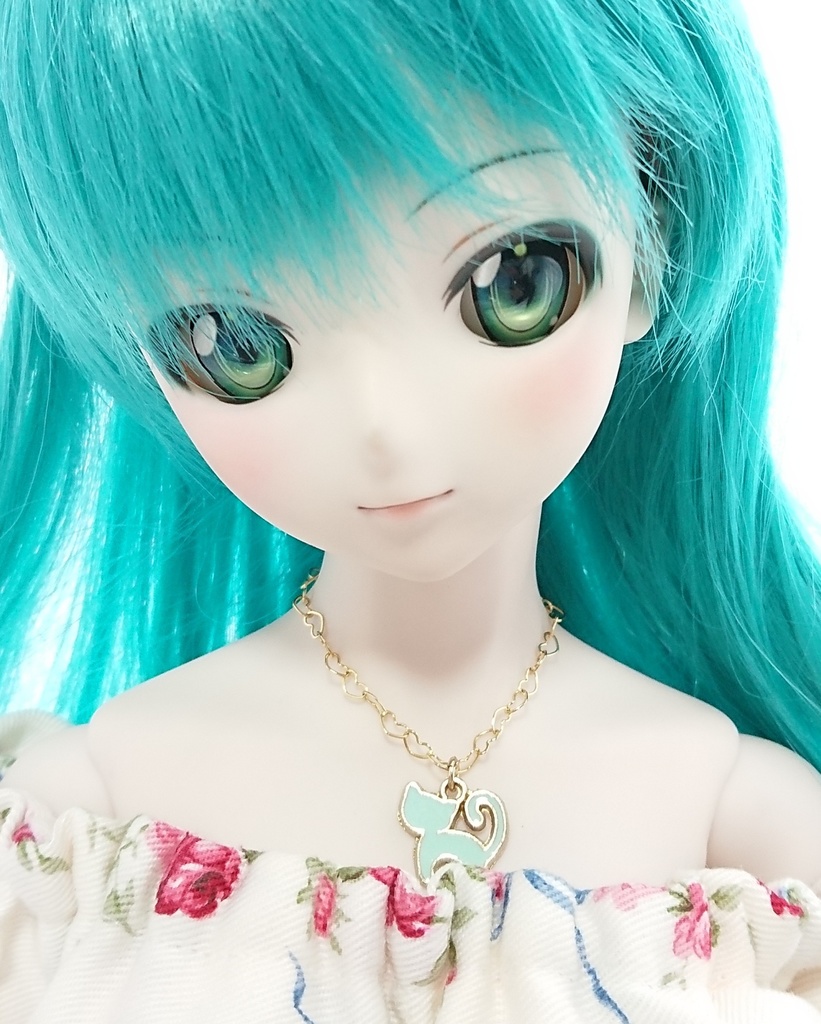 にゃんこハートネックレス★ミント　グリーン　ねこ　MDD・MSD・DD・SD・スマド