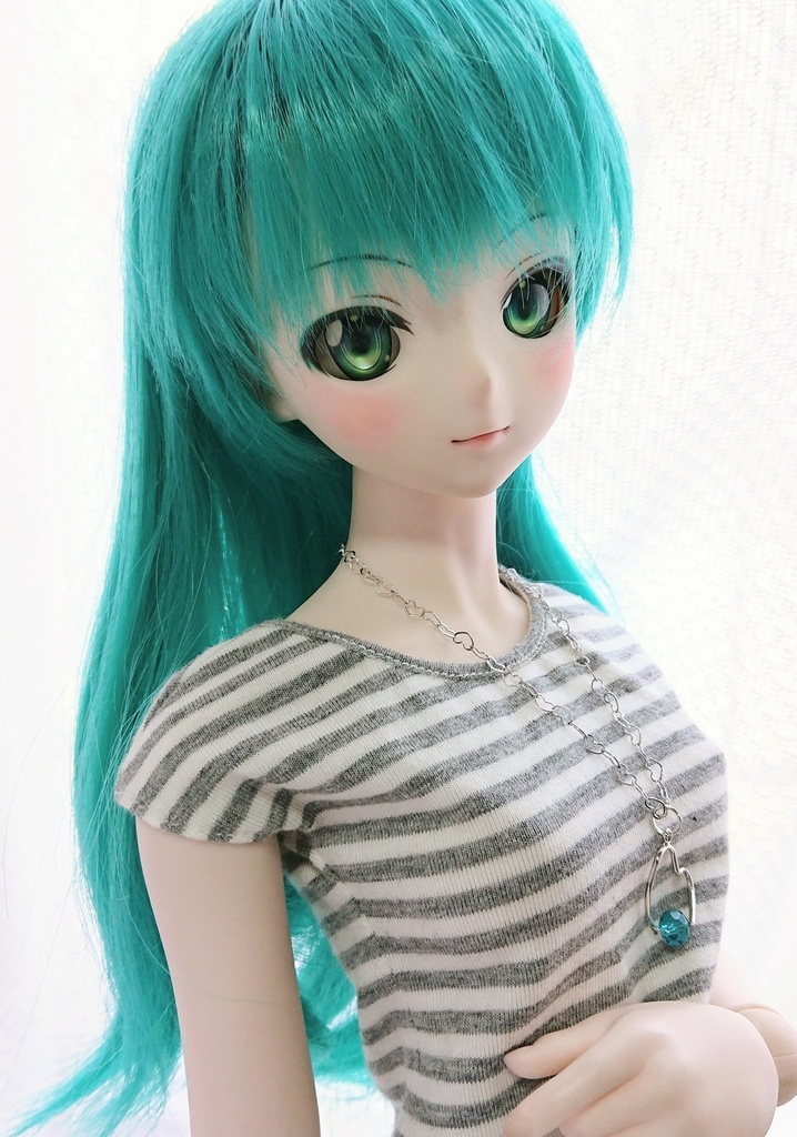 ハート＆ハートネックレス★エメラルド　(他のカラーに変更可)DD SD スマド MDD MSD