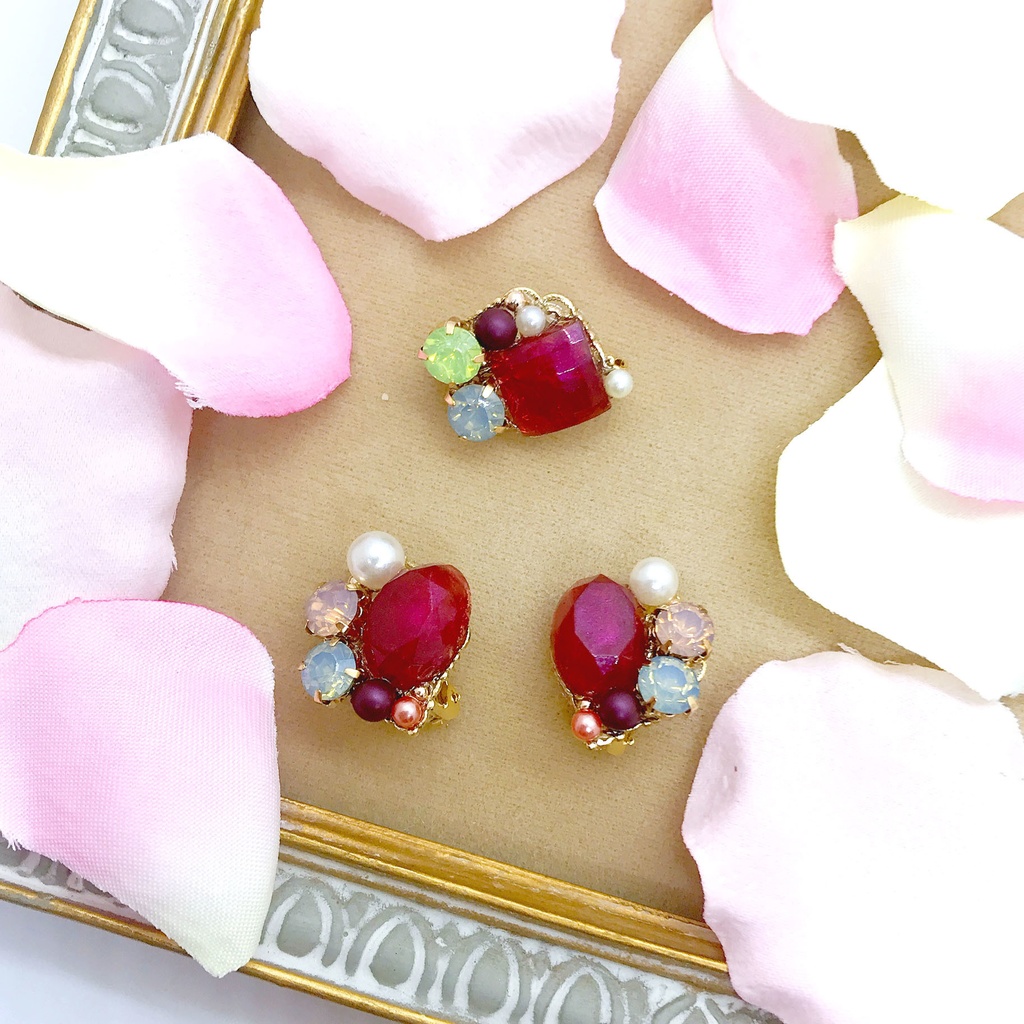 【準新作】レッドストーン ビジュー ミニブローチ