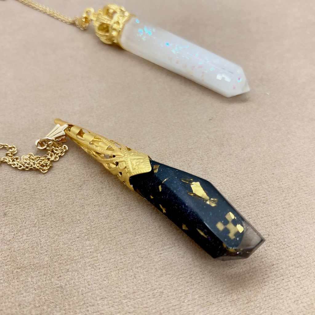 【新作】◆きらめくブラックストーン/ネザークォーツのペンダント