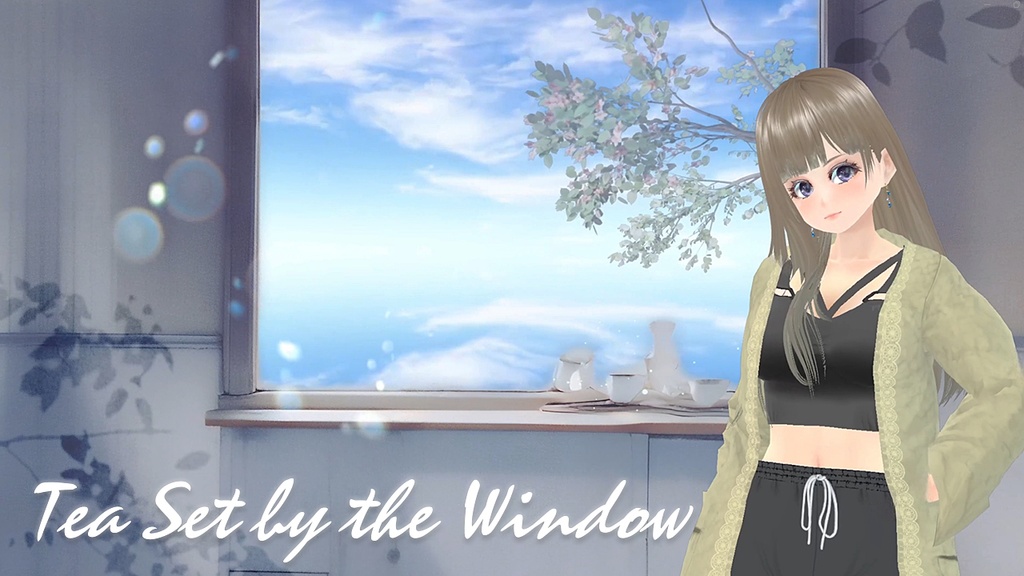 【無料 Free】動く背景素材『窓辺のティーセット』‘Tea Set by the Window’ Background video material 配信 動画 歌ってみた